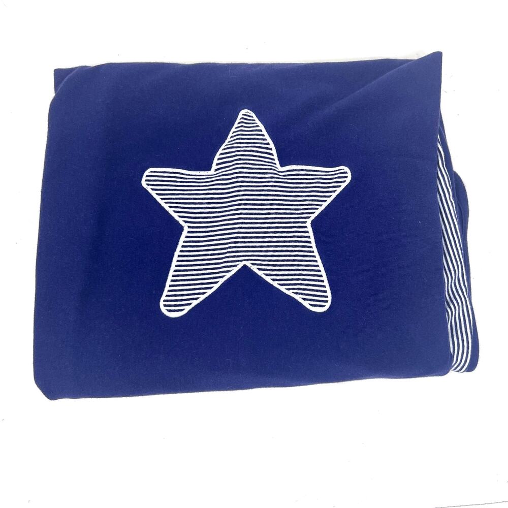 Gymboree Vintage Star Baby Blanket Striped Navy Blue Reversible 90s Cotton‎